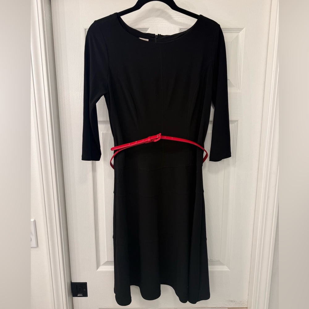 Anne Klein Black Dress with Red Belt